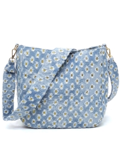 Dotted Distressed Denim Crossbody Bag LY135-Z LIGHT DENIM